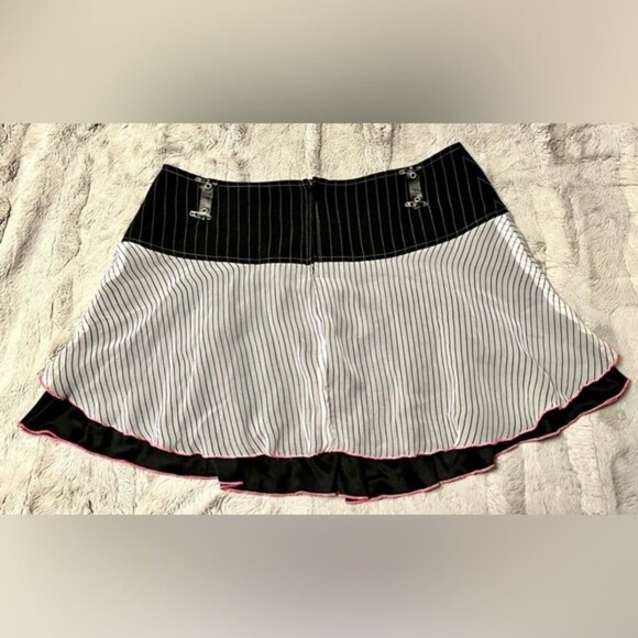Vintage Y2K Serious Skirt Black with Sheer Top Layer and Pink Bow Details SZ L - Picture 6 of 11